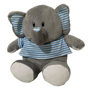Nulife Matters Elephant Plush 13" Sitting Gray Striped T-Shirt Stuffed Animal‎